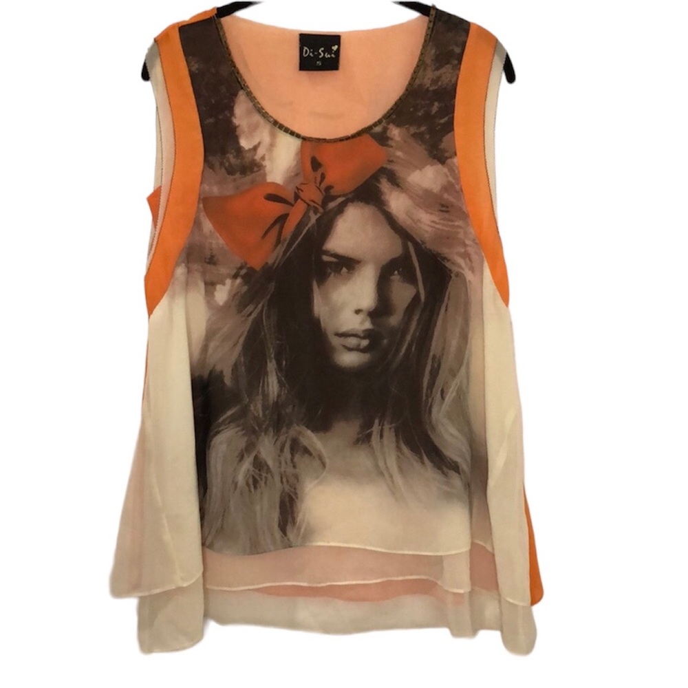 Di-Sui Korean fashion sleeveless cotton terylene fabric layered top size Small